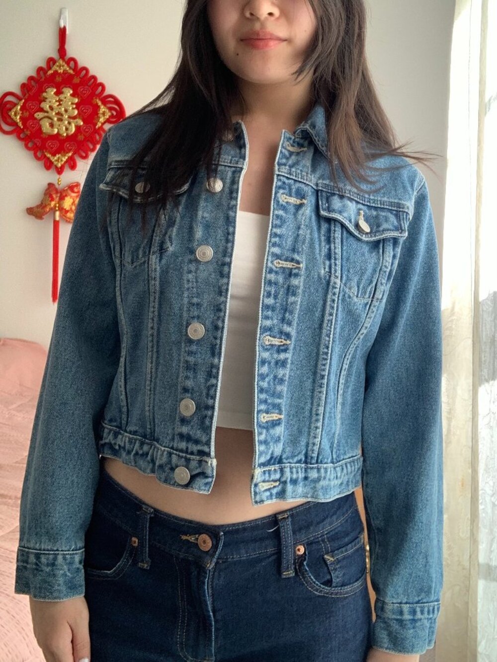 No Boundaries Cropped Denim Jacket